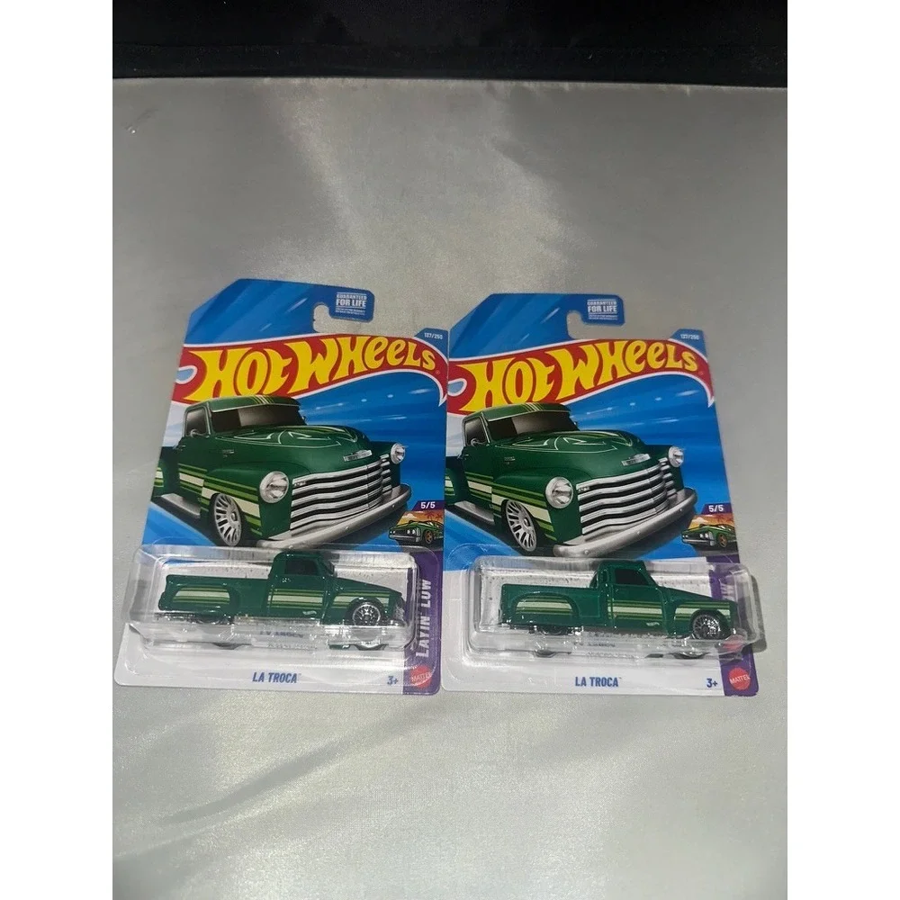 Hot Wheels La Troca Green Layin Low 5/5 137/250 Diecast Lowrider Truck Lot of 2